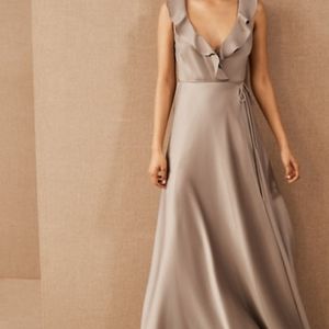 BHLDN, Tansy Satin Charmeuse Maxi Dress, Dove Grey, Size 2